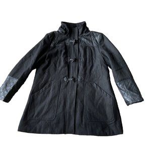 Vintage Excelled Collection Women’s Size XL Pea Coat Black Warm MIDI Hook Loops